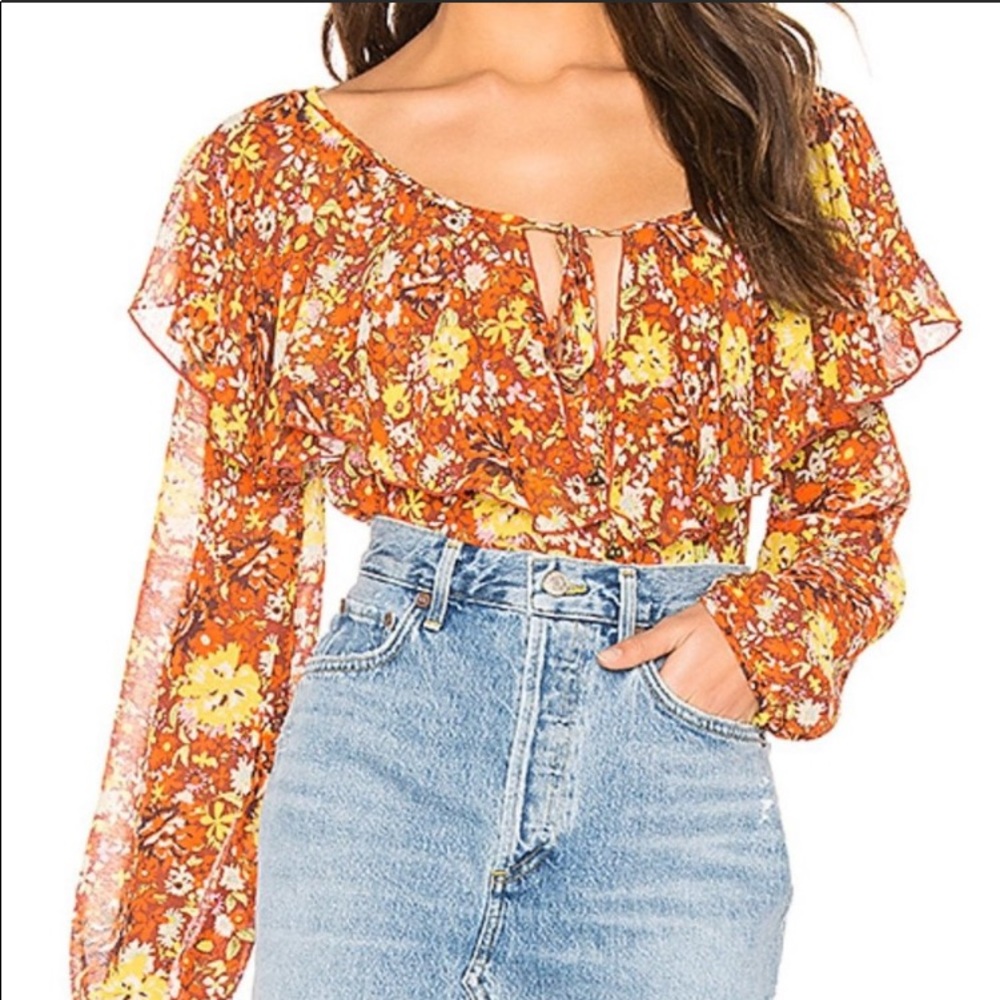 Free People Floral Bodysuit size Medium - Picture 5 of 5